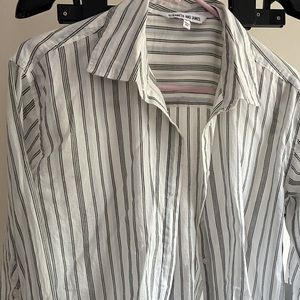 Bell sleeve button down stripe shirt